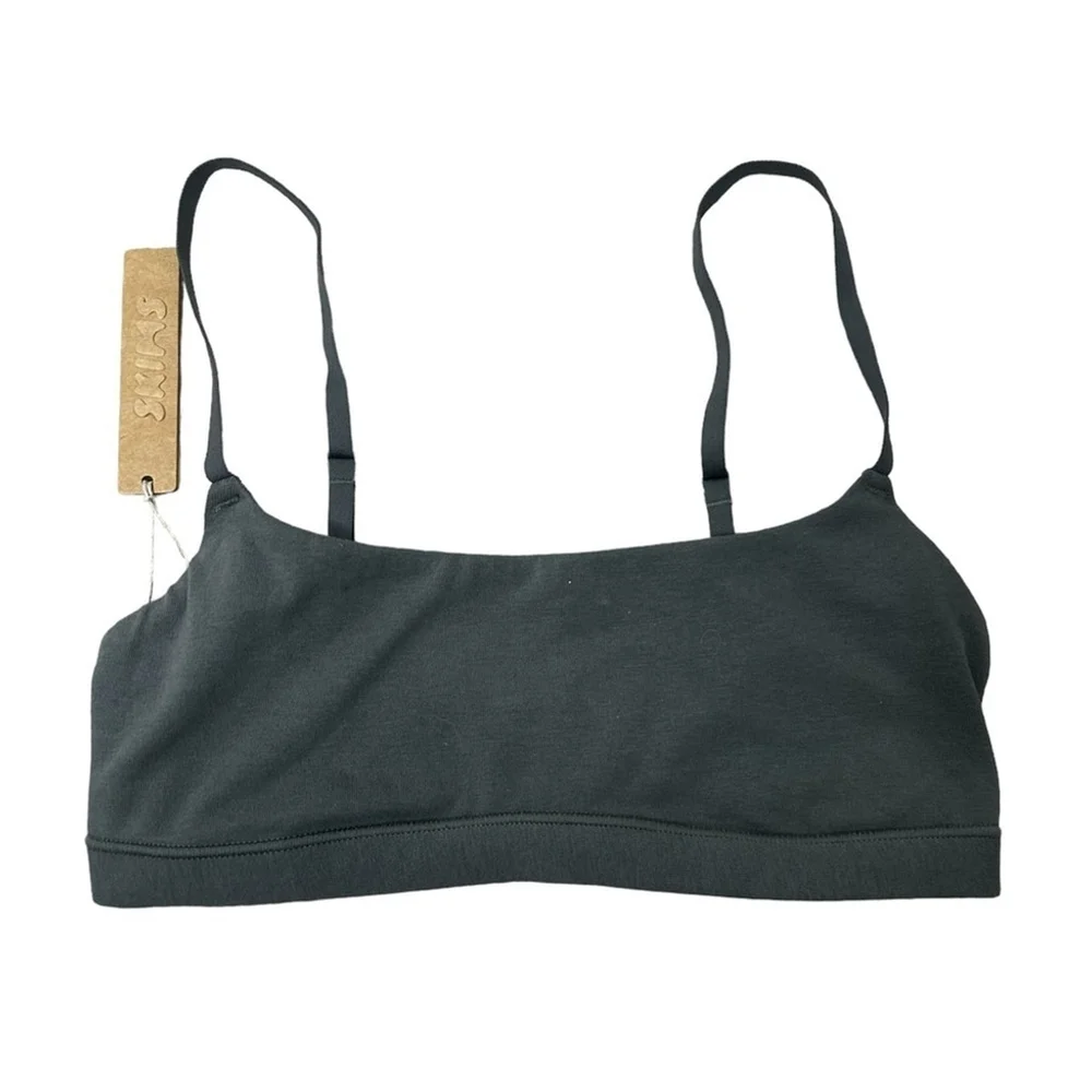 Skims Kim K Cotton Jersey Scoop Neck Wireless Comfort Bralette Juniper Size XXS